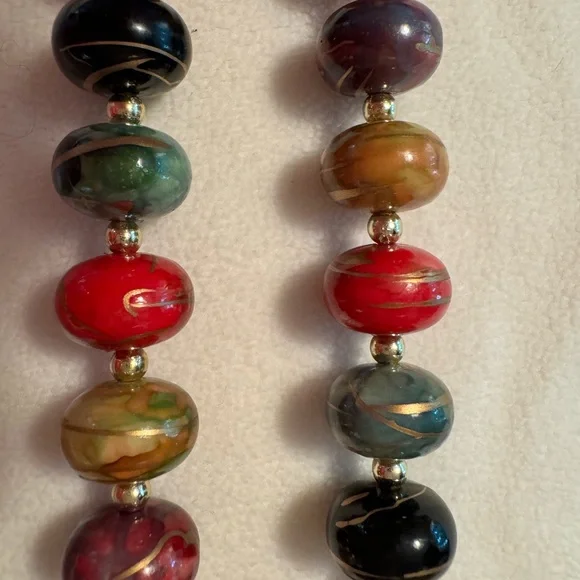 Vintage bead necklace SIGNED Painted wooden beads! Rare.HIGH END STYLE Mint con… - Picture 6 of 10